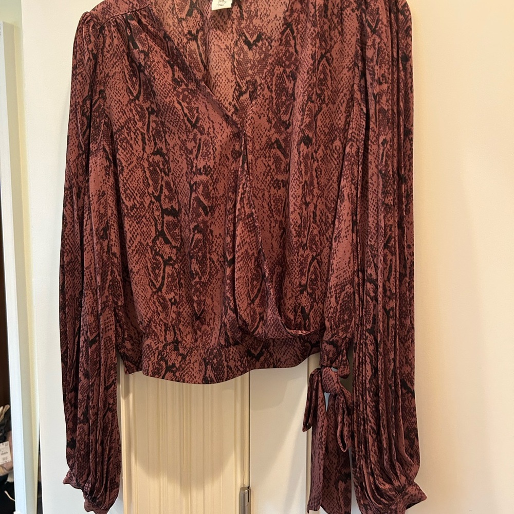 cupcakes & cashmere Burgundy Snake Print Blouse